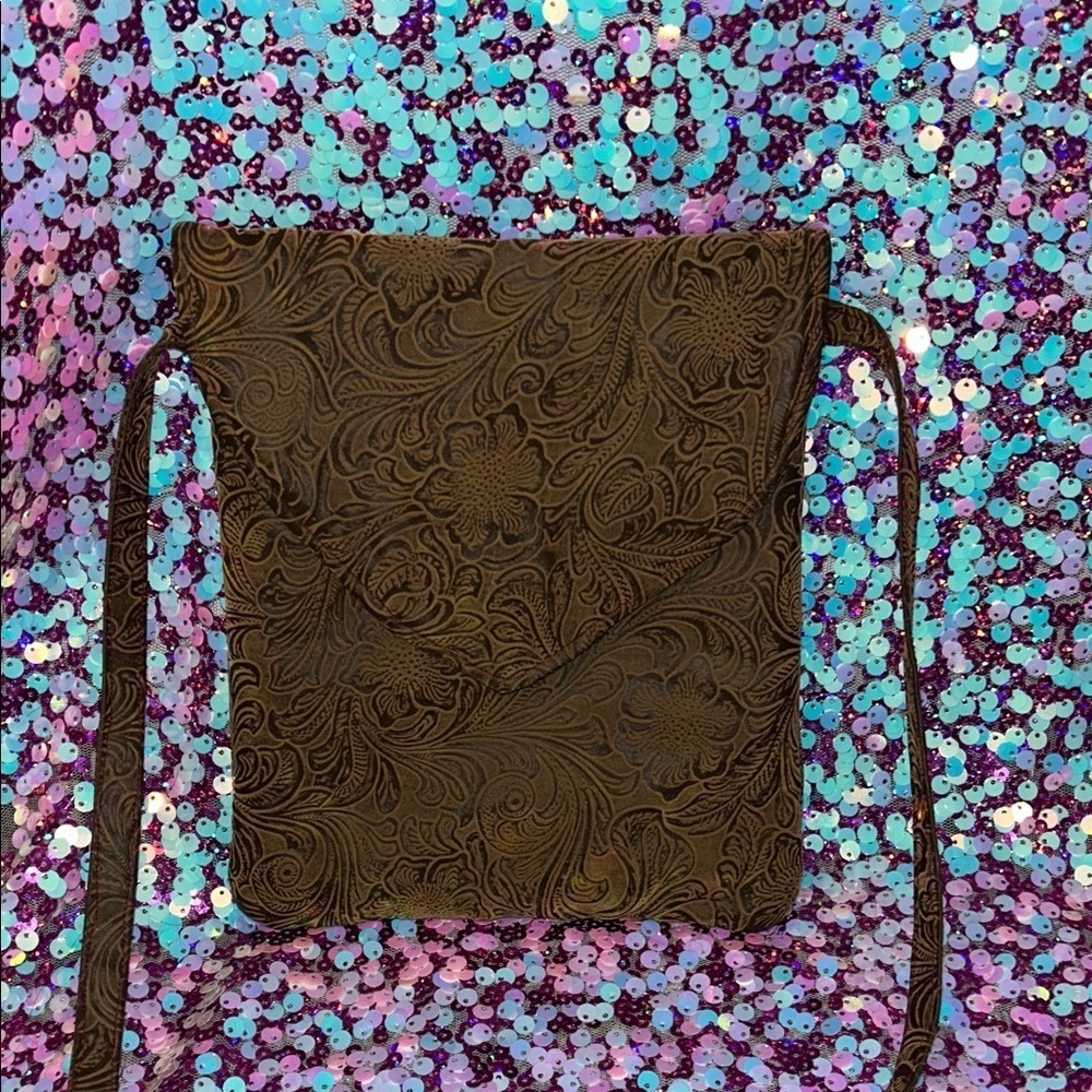 Elegant Brown Embossed Shoulder Bag